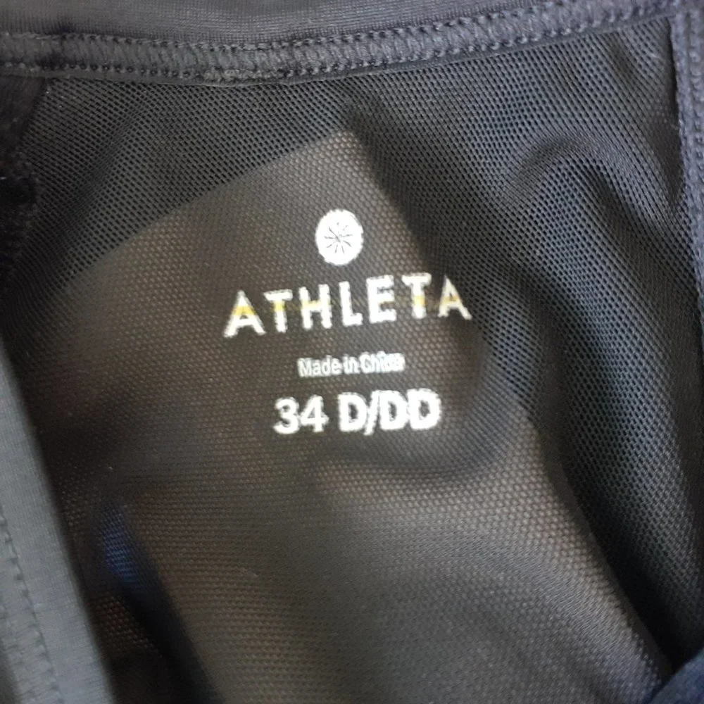 Athleta Laguna Side Scrunch Tankini Top Black & White Size 34D/DD
